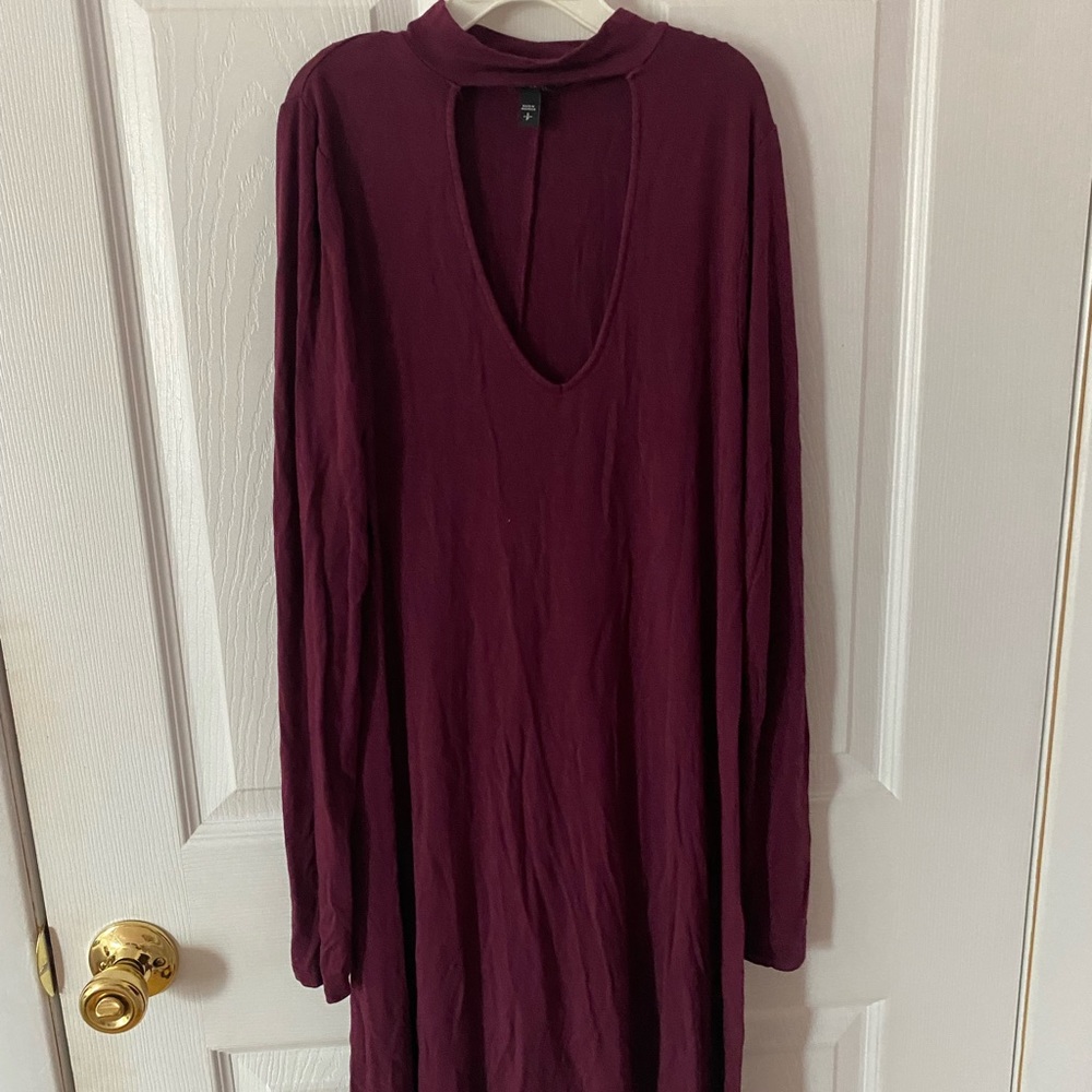 Long Sleeve Maroon Dress